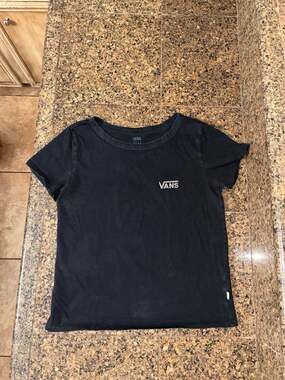 Vans Sunflower Checkerboard Graphic T-Shirt Black Women's Size Medium